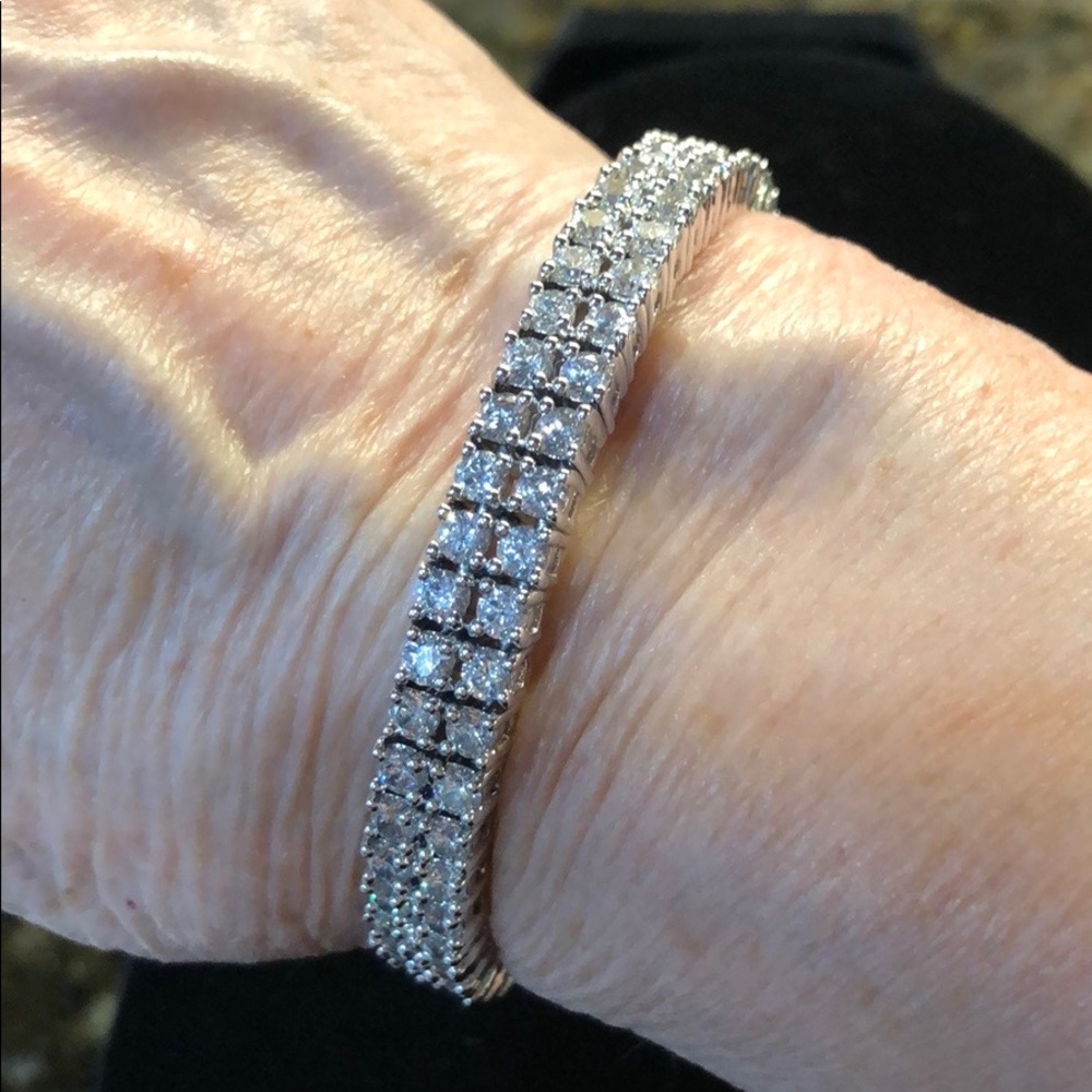 Diamonique Silver tone bangle bracelet